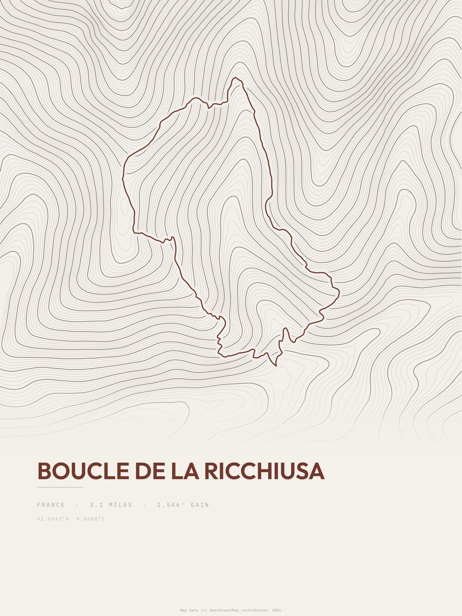 Boucle de la Ricchiusa Topographic print