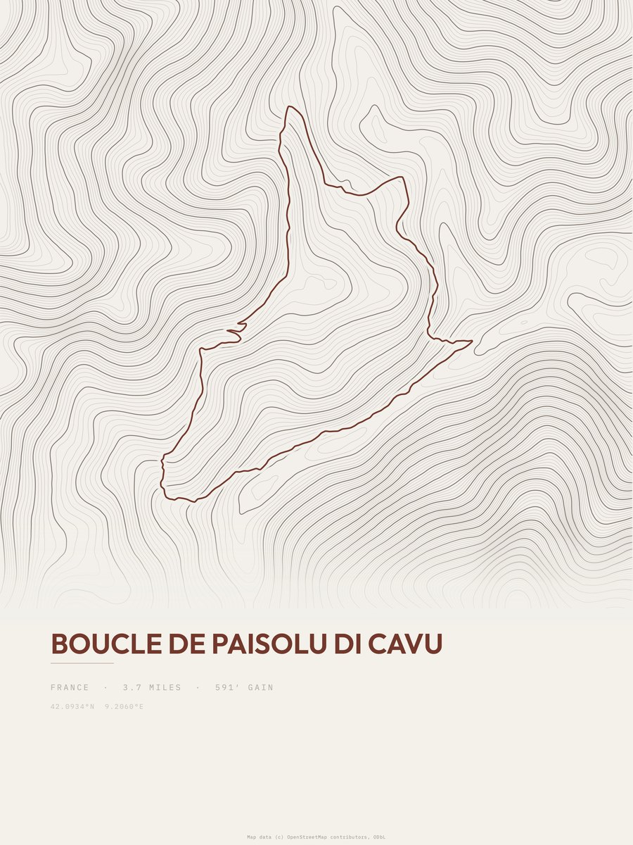 Boucle de Paisolu di Cavu Topographic print