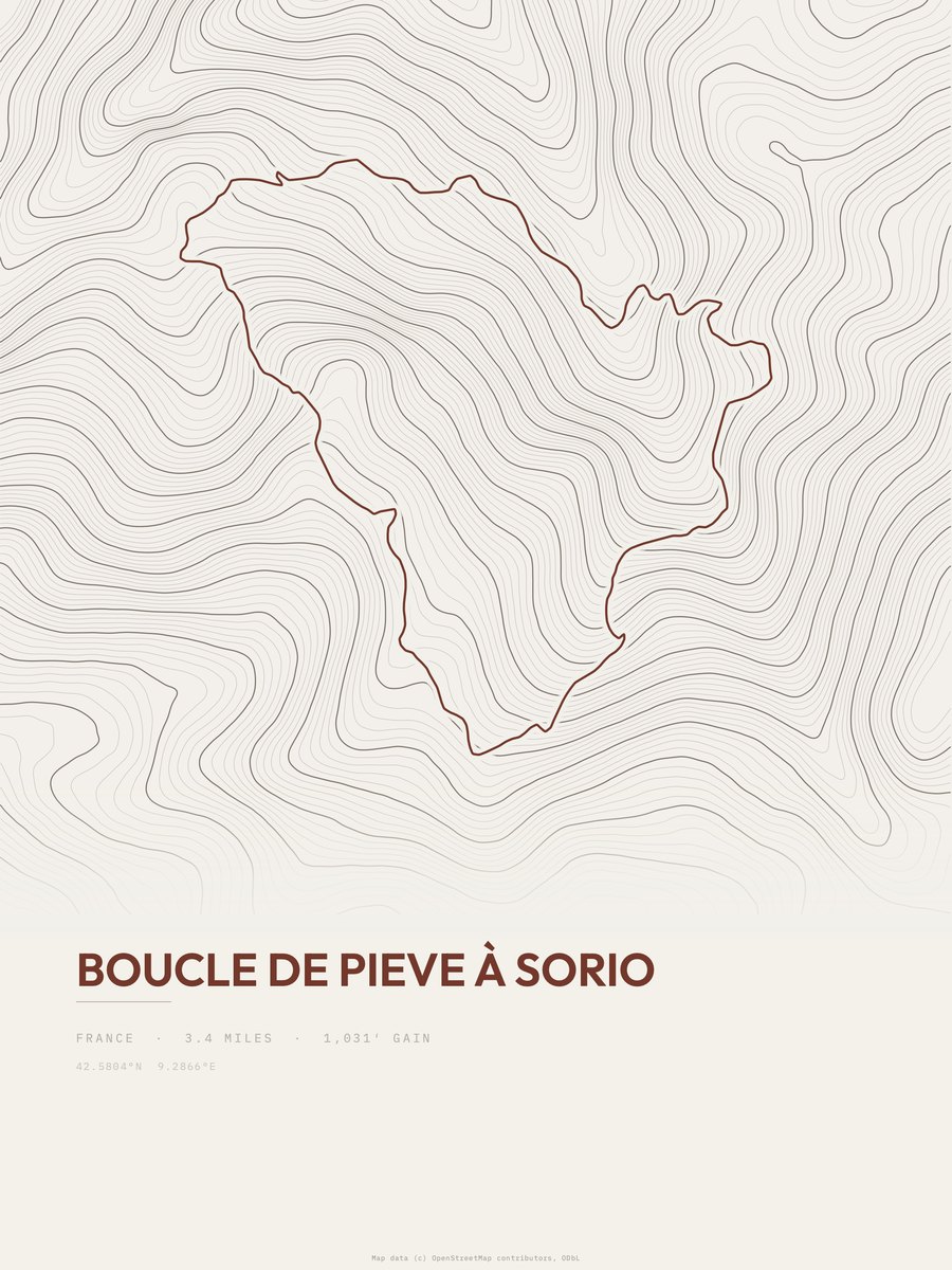 Boucle de Pieve à Sorio Topographic print