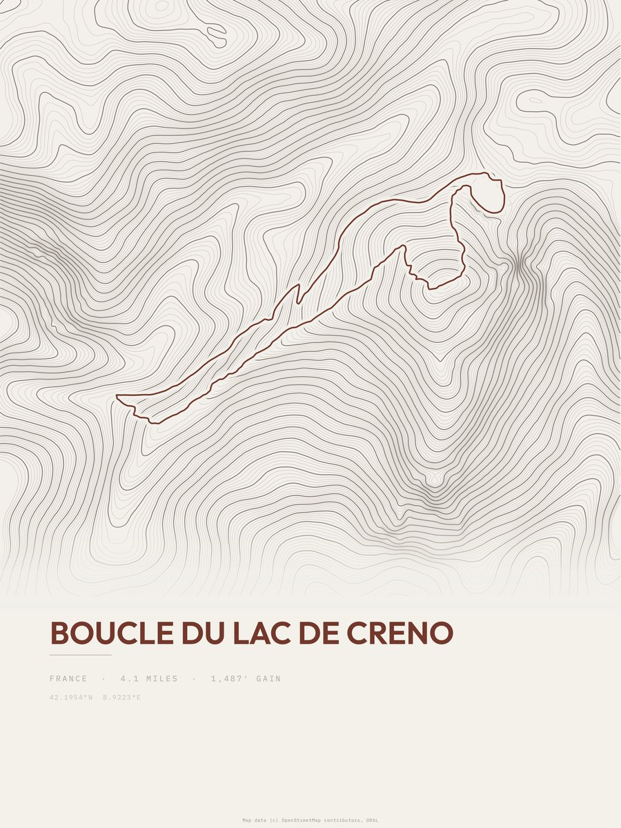 Boucle du Lac de Creno Topographic print