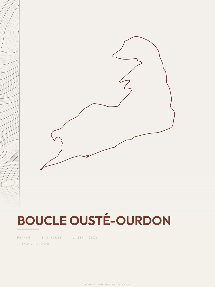 Boucle Ousté-Ourdon Topographic print