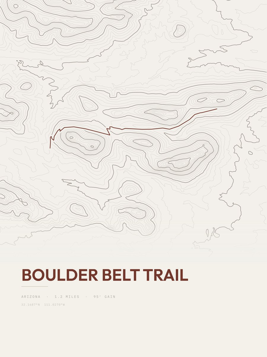Boulder Belt Trail topographic trail print