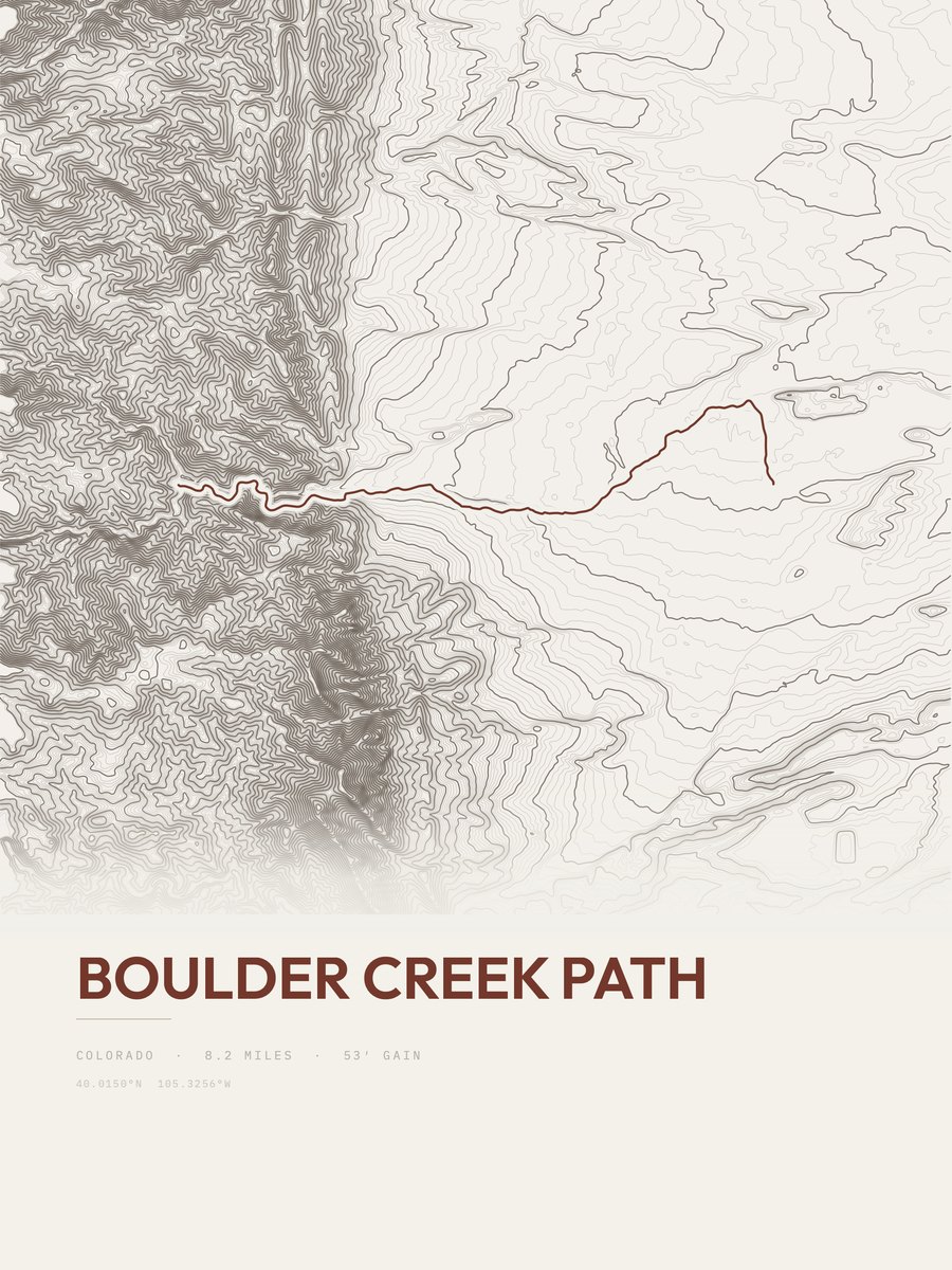 Boulder Creek Path Topographic print