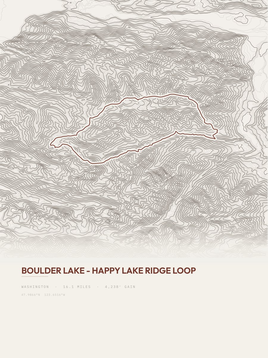 Boulder Lake topographic trail print