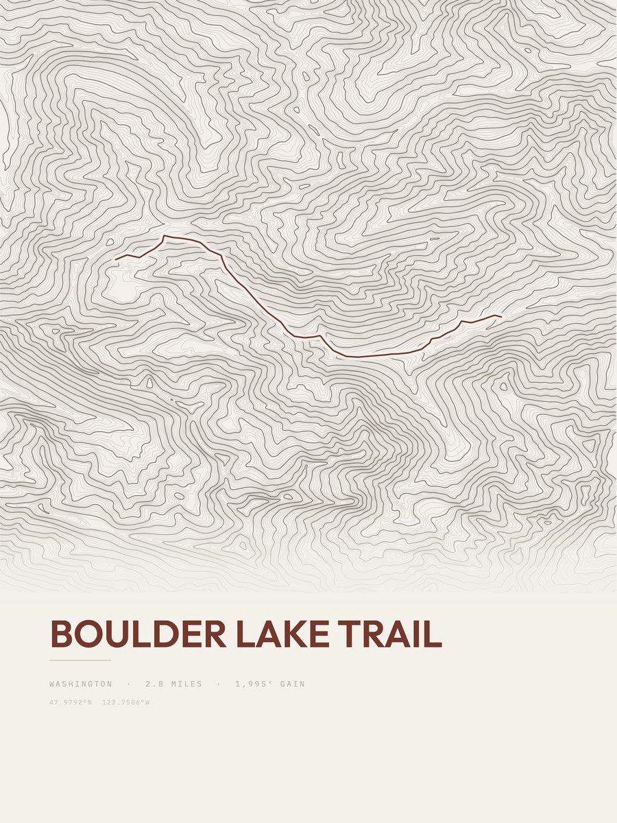 Boulder Lake Trail Topographic print