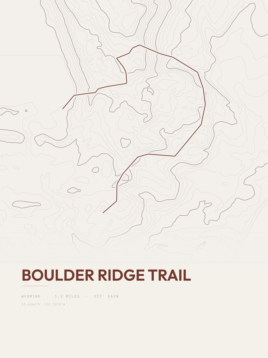 Boulder Ridge Trail topographic trail print