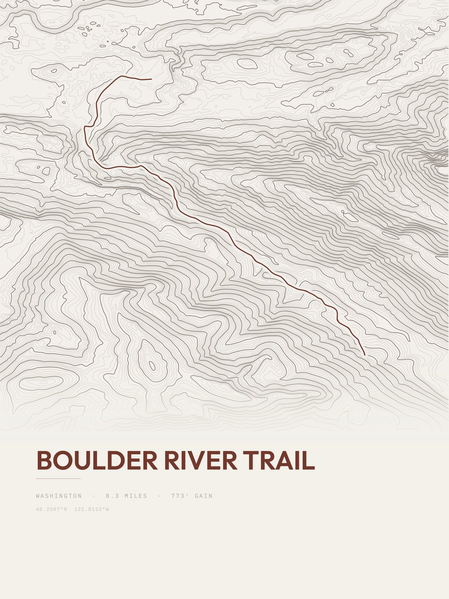 Boulder River Trail Topographic print