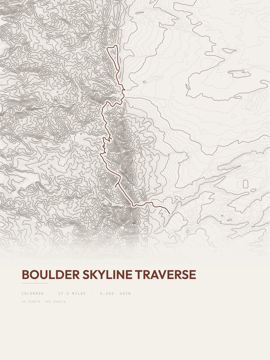 Boulder Skyline Traverse topographic trail print