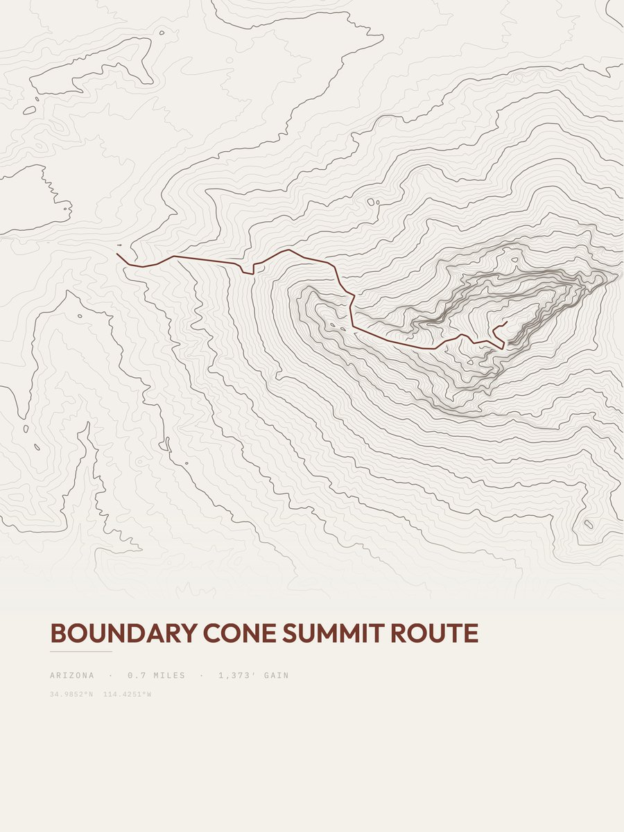 Boundary Cone Summit Route Topographic print