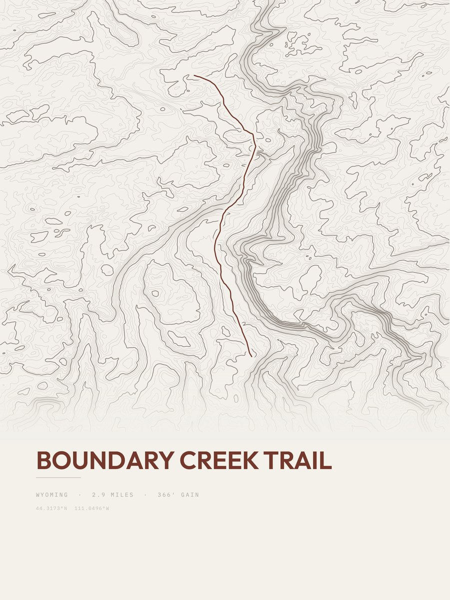 Boundary Creek Trail Topographic print