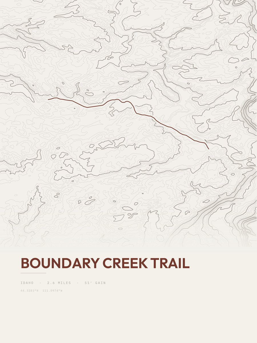 Boundary Creek Trail Topographic print