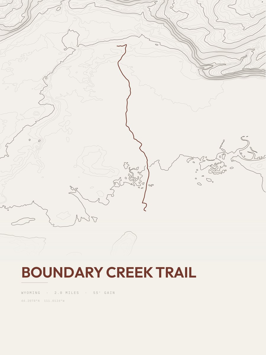 Boundary Creek Trail topographic trail print