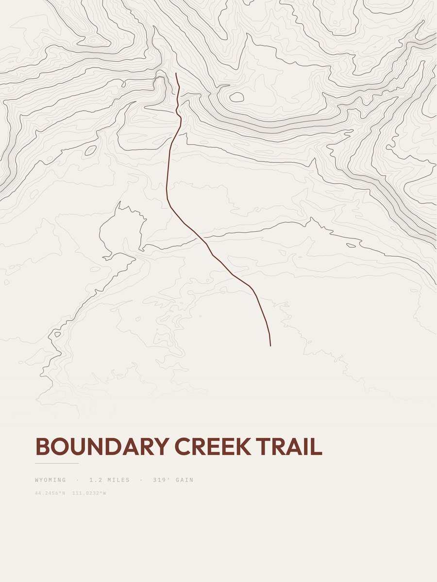 Boundary Creek Trail Topographic print