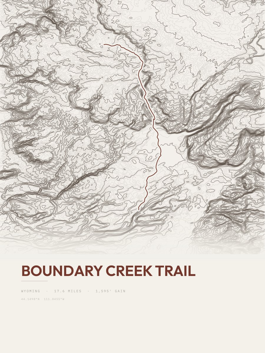 Boundary Creek Trail Topographic print