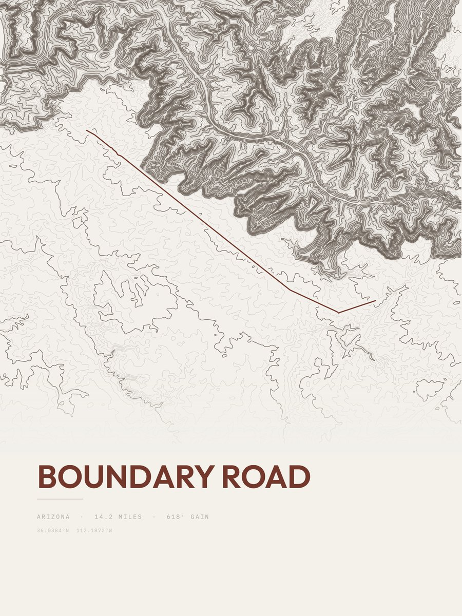 Boundary Road topographic trail print