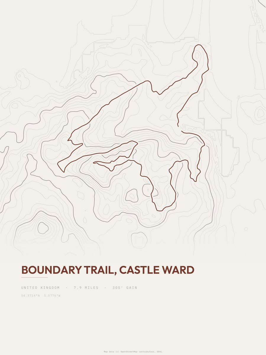 Boundary Trail topographic trail print