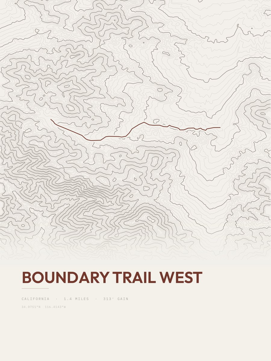 Boundary Trail West topographic trail print