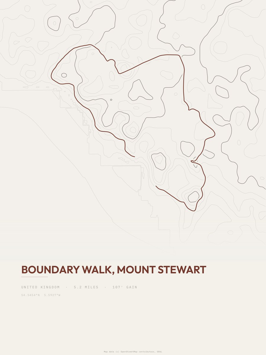 Boundary Walk topographic trail print