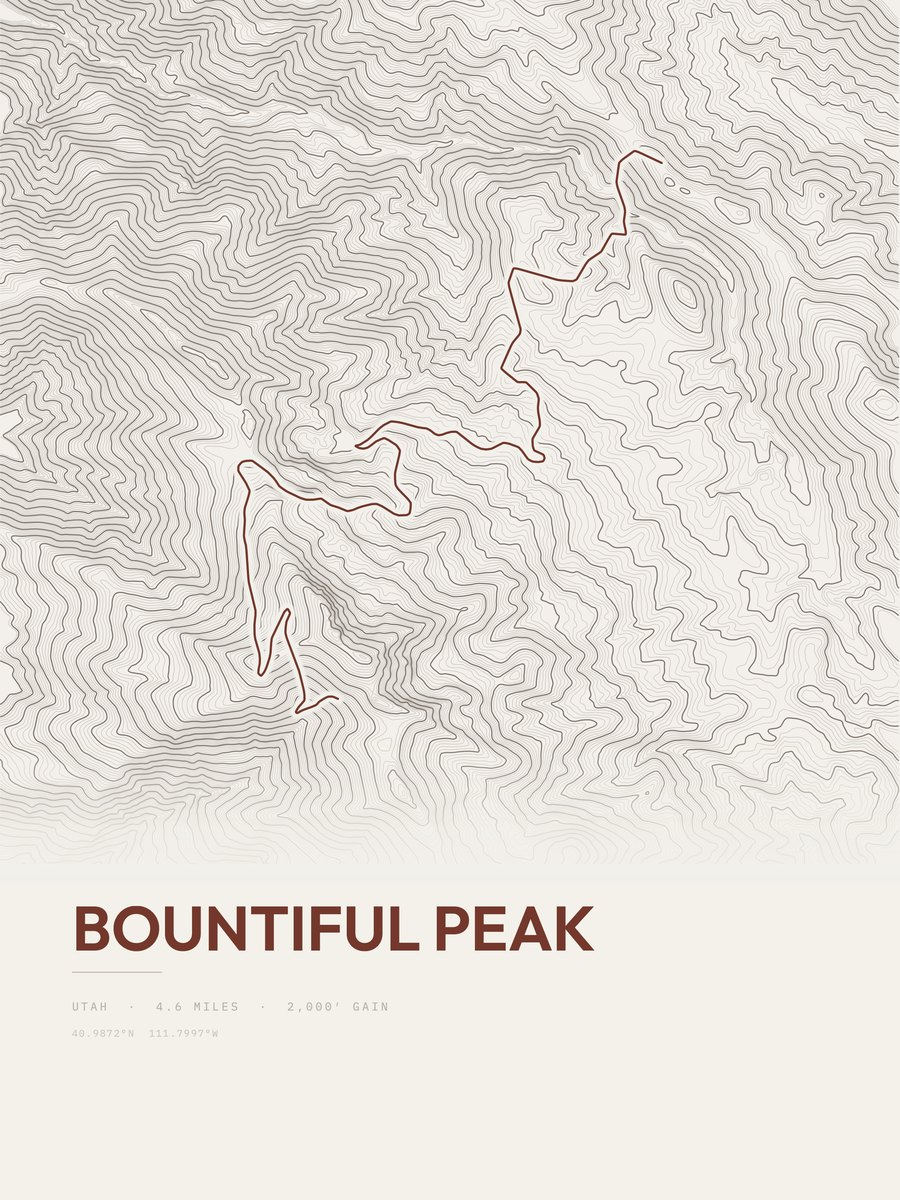 Bountiful Peak Topographic print