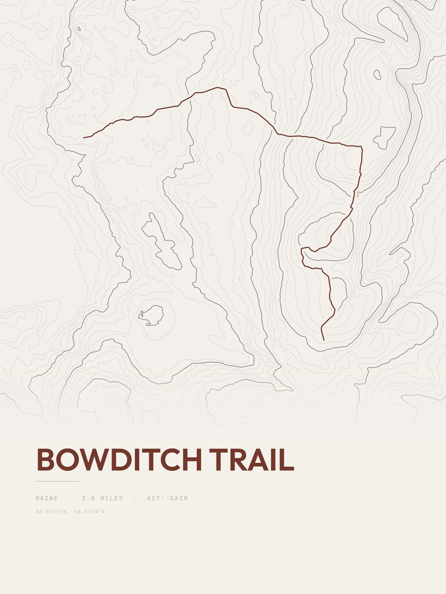 Bowditch Trail Topographic print