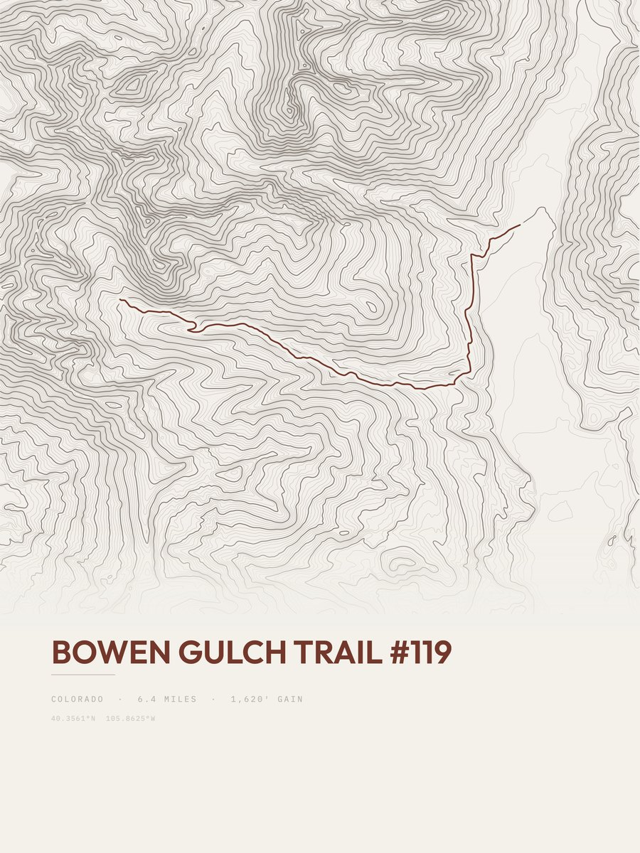 Bowen Gulch Trail Topographic print