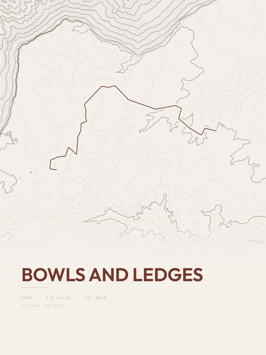 Bowls and Ledges topographic trail print