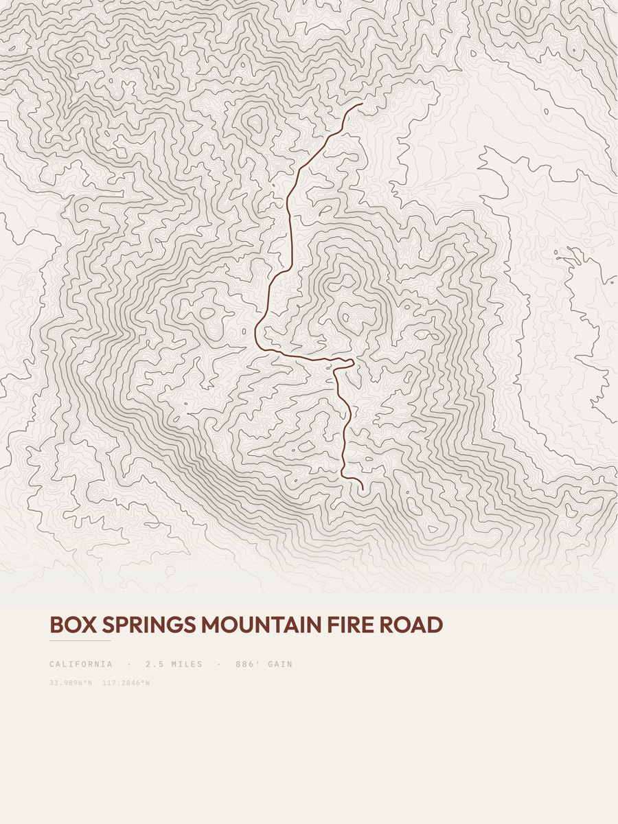 Box Springs Mountain Fire Road Topographic print