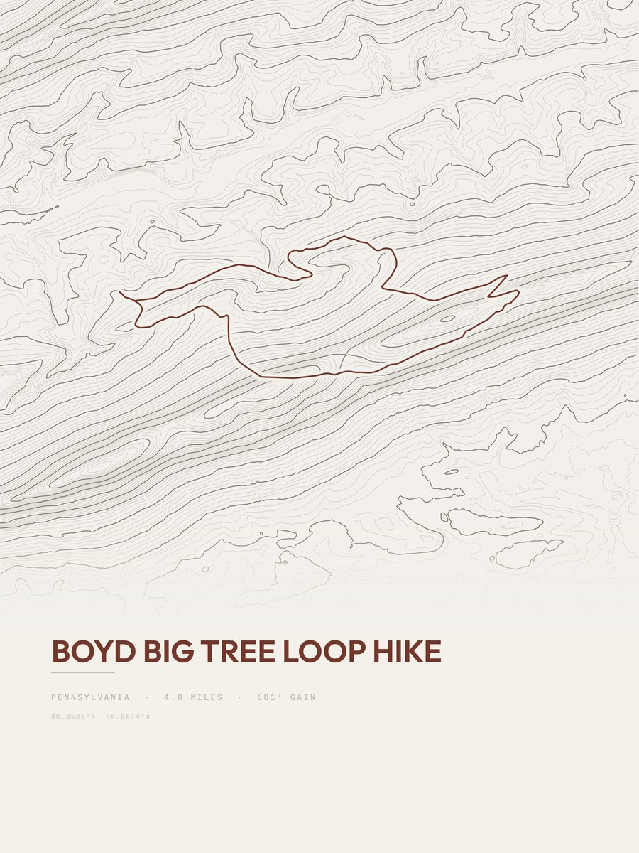 Boyd Big Tree Loop Hike Topographic print