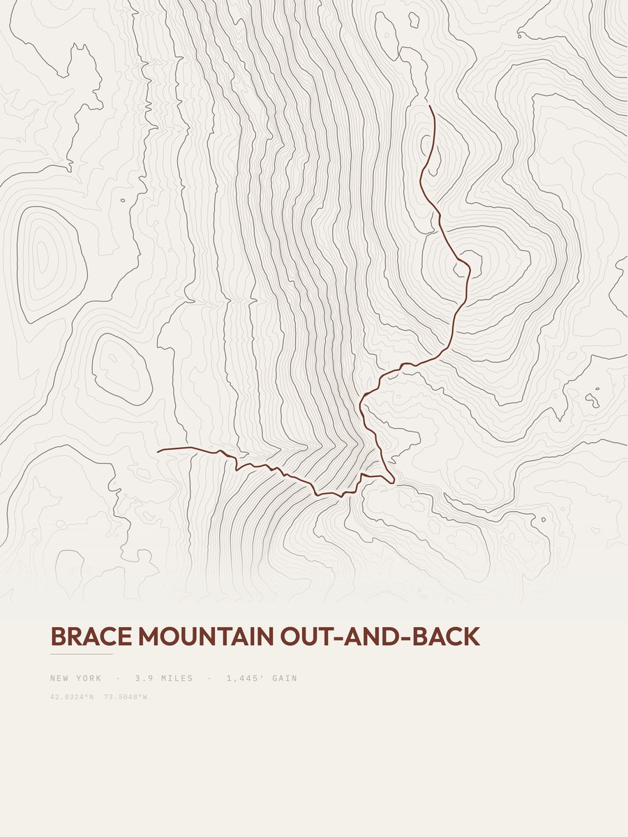 Brace Mountain topographic trail print
