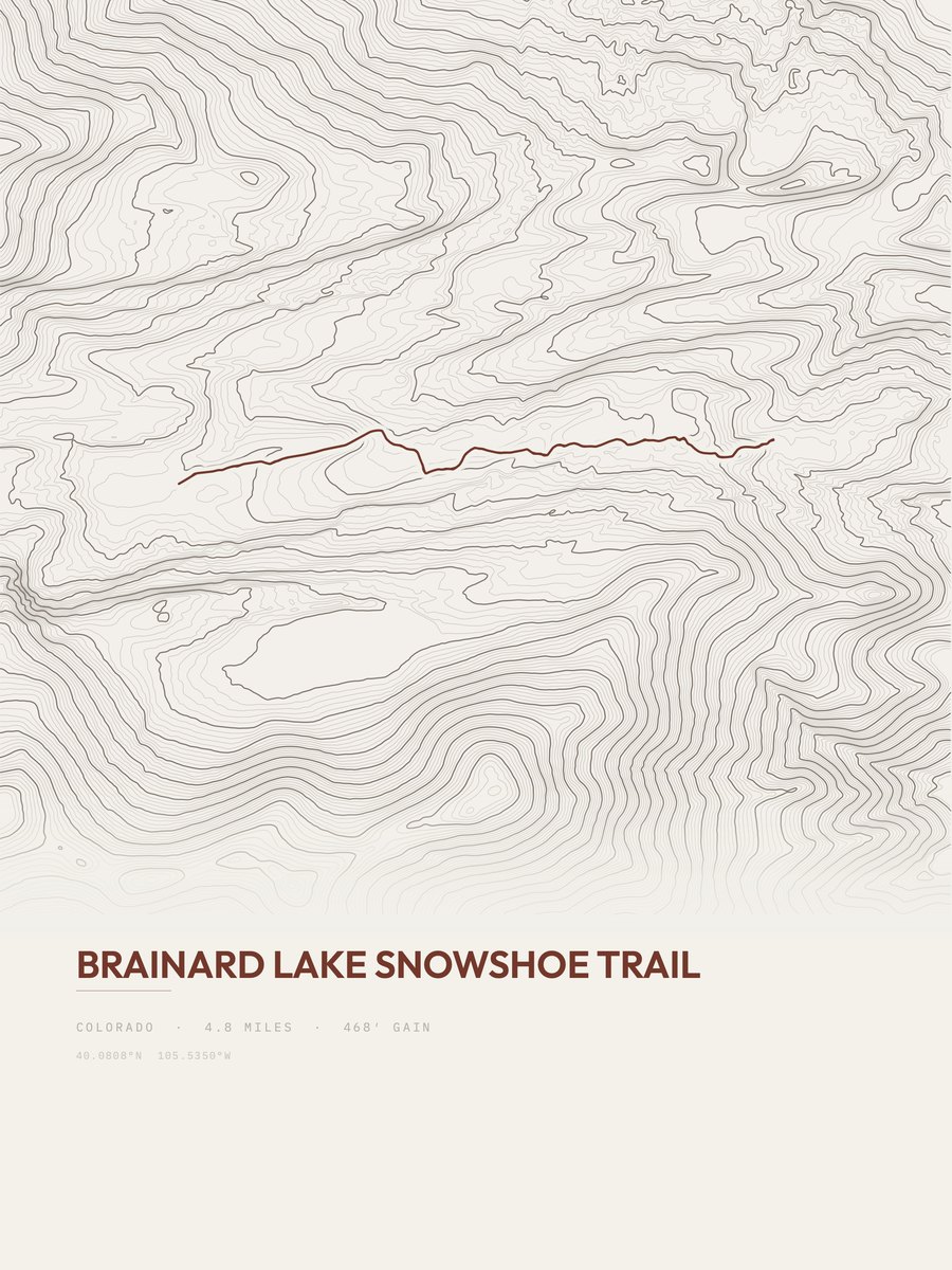 Brainard Lake Snowshoe Trail Topographic print