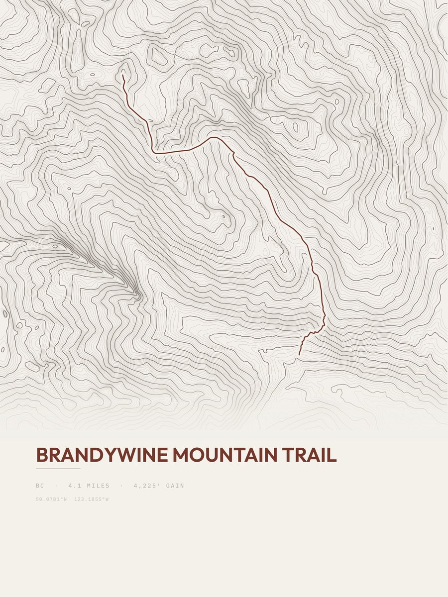 Brandywine Mountain Trail Topographic print