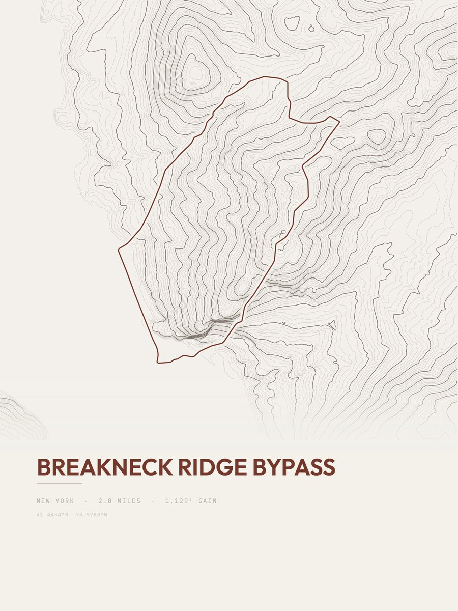 Breakneck Ridge Bypass topographic trail print