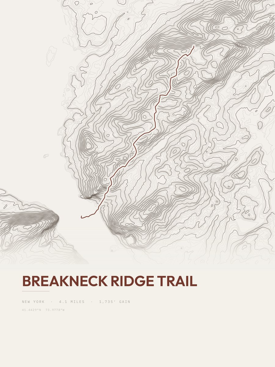 Breakneck Ridge Trail topographic trail print