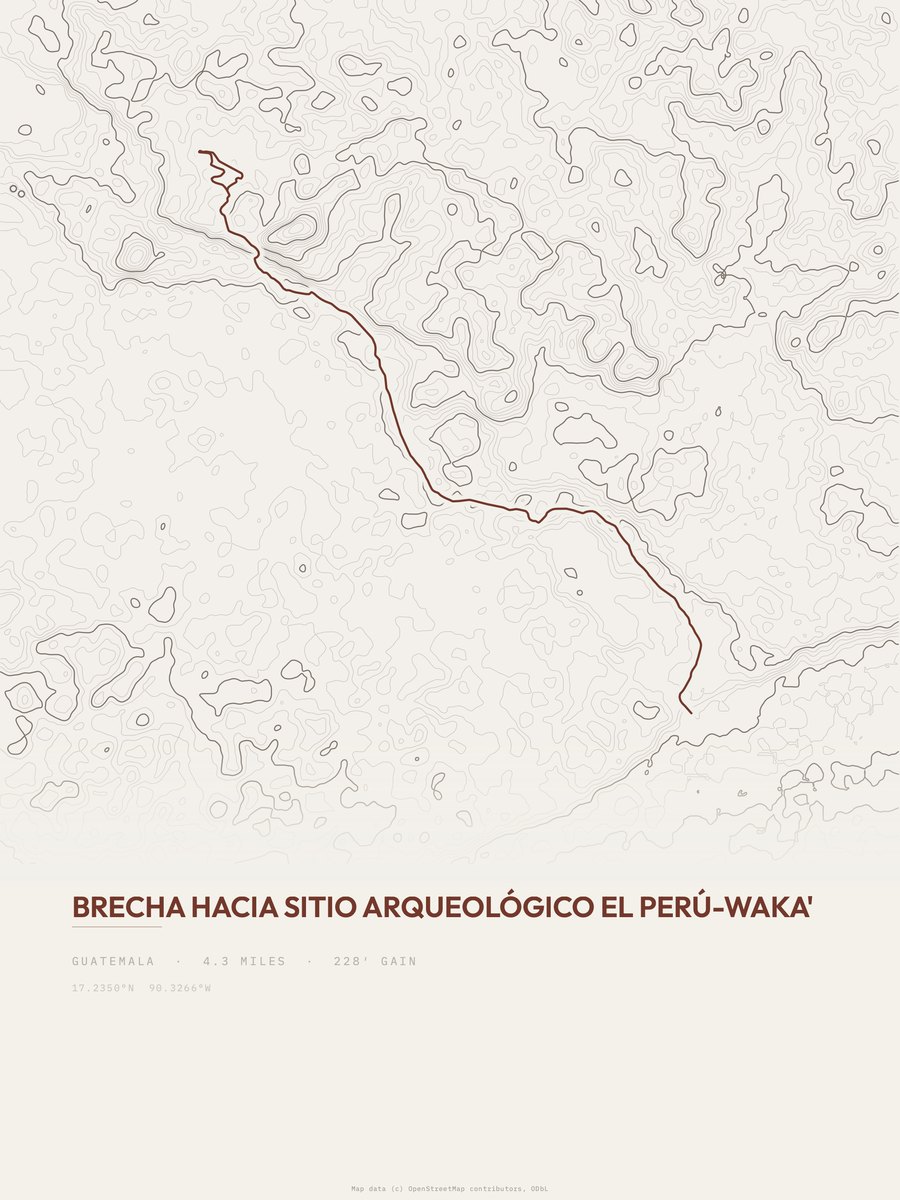 El Perú-Waka' topographic trail print