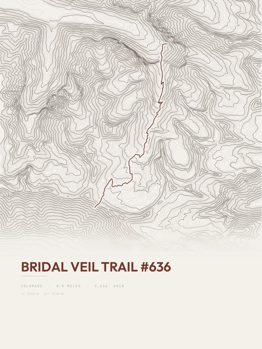 Bridal Veil Trail Topographic print