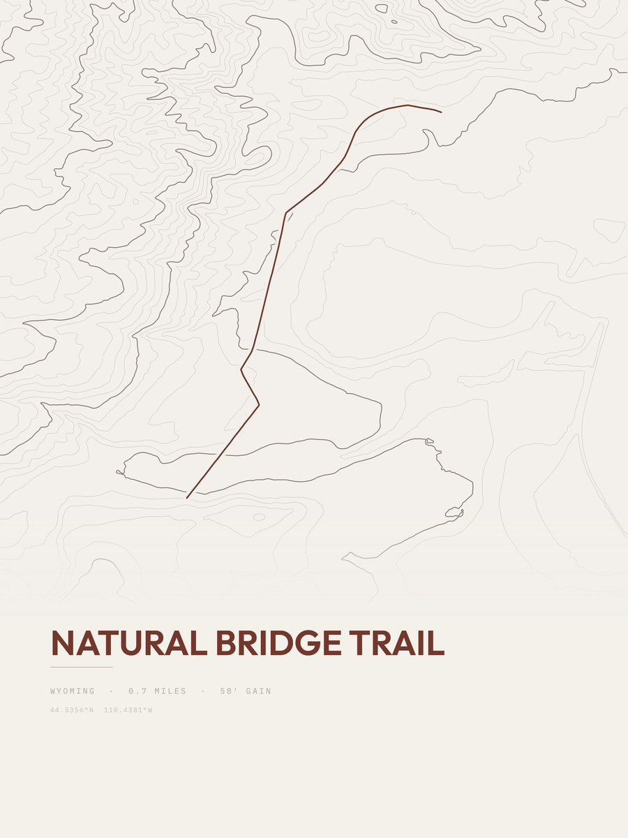 Natural Bridge Trail topographic trail print