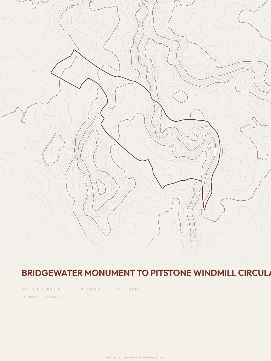 Pitstone Windmill Circular Walk topographic trail print