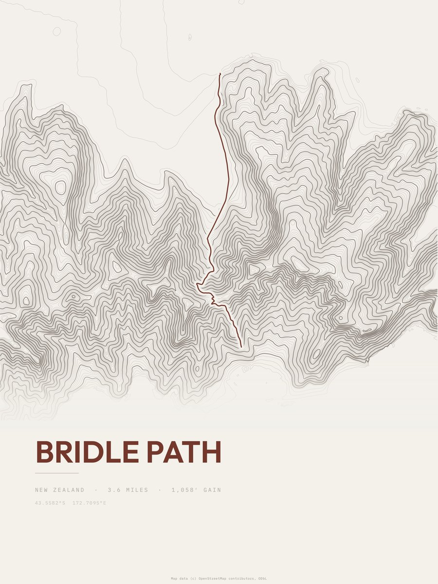 Bridle Path topographic trail print