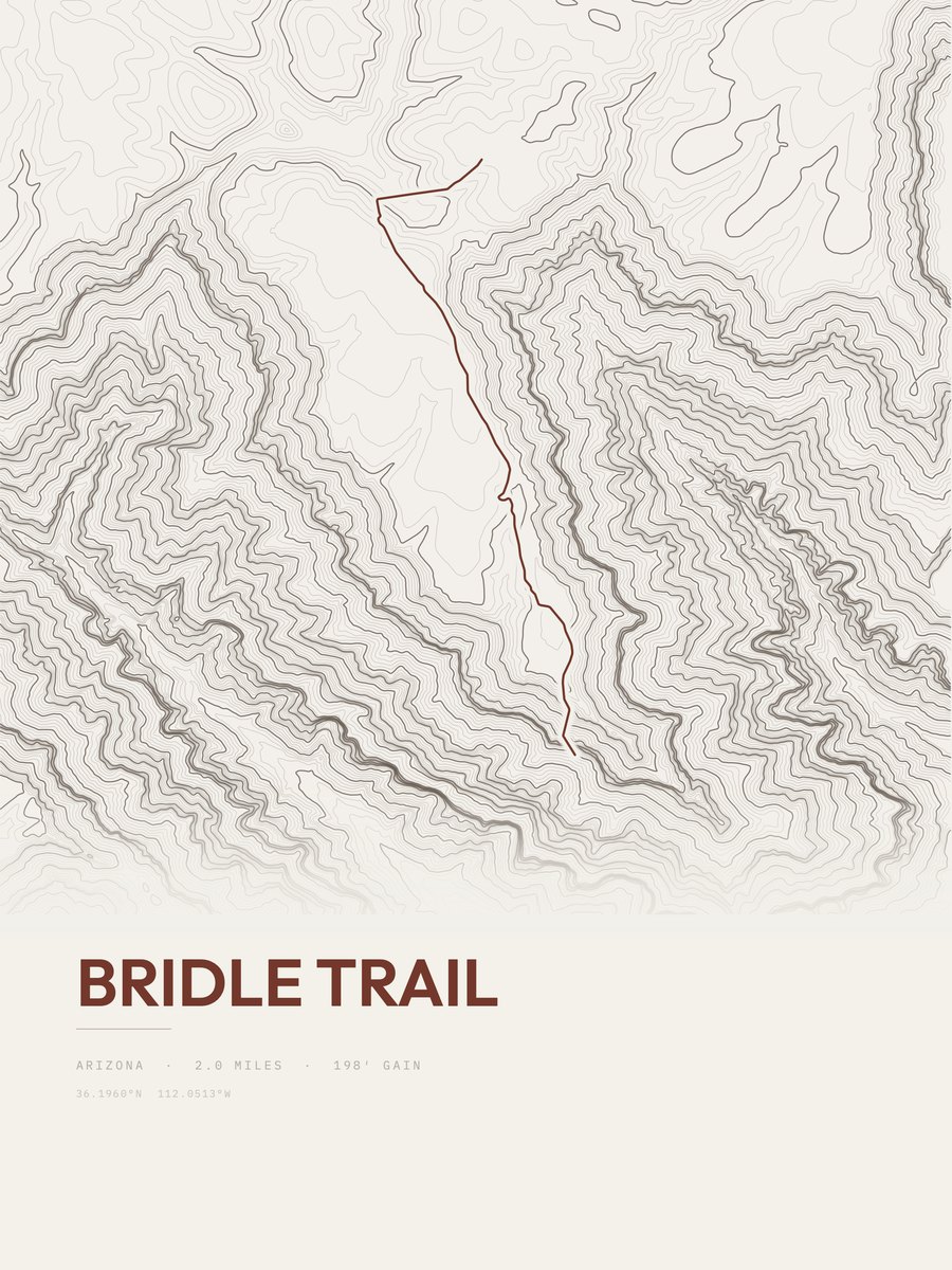 Bridle Trail topographic trail print