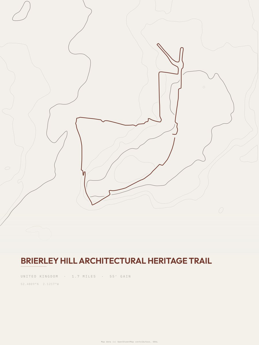 Brierley Hill topographic trail print