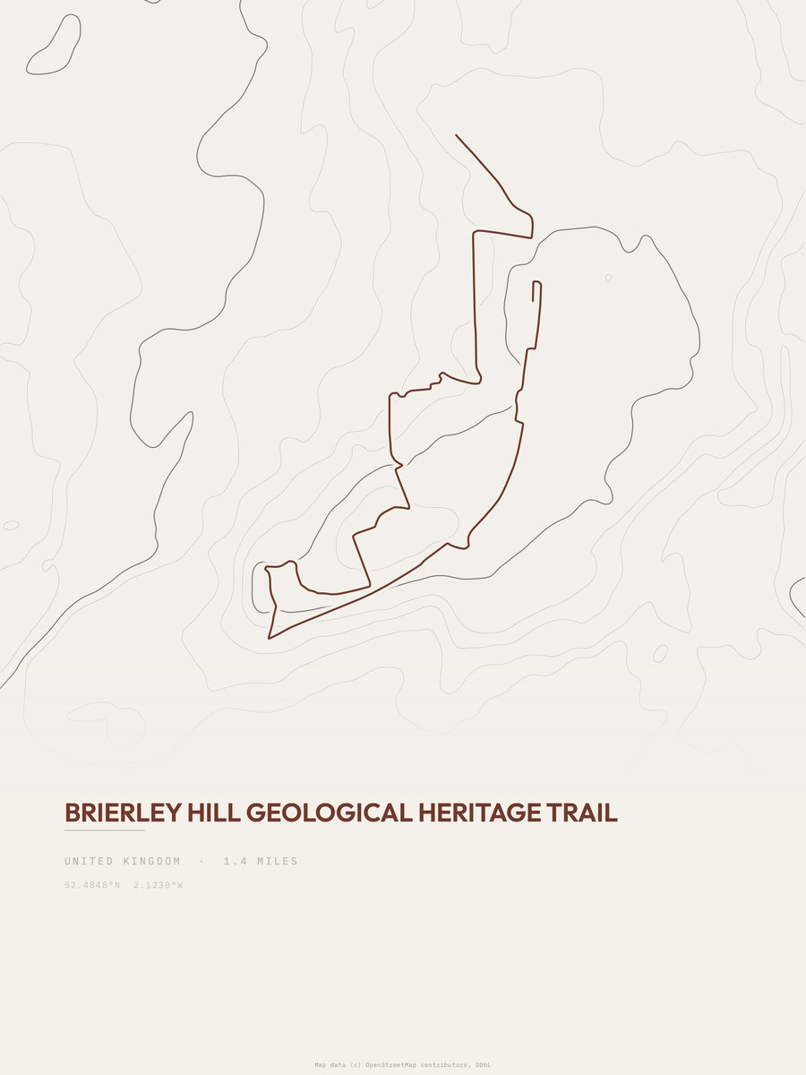 Brierley Hill topographic trail print