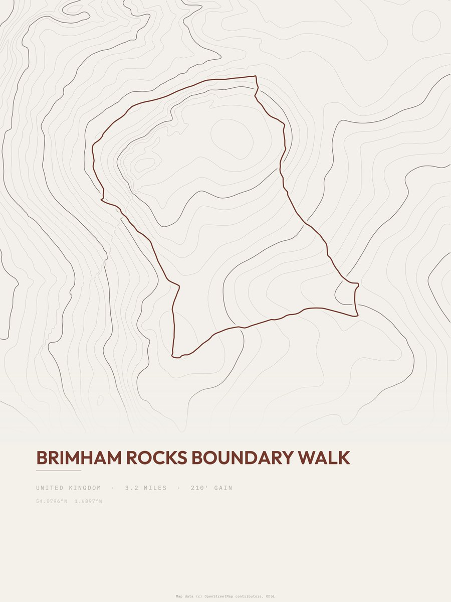 Brimham Rocks Boundary Walk topographic trail print