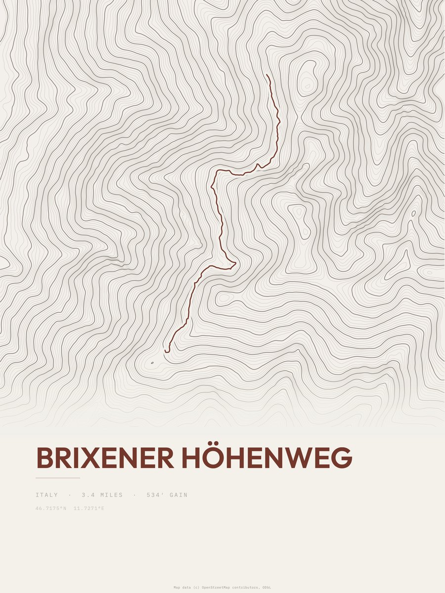Brixener Höhenweg Topographic print