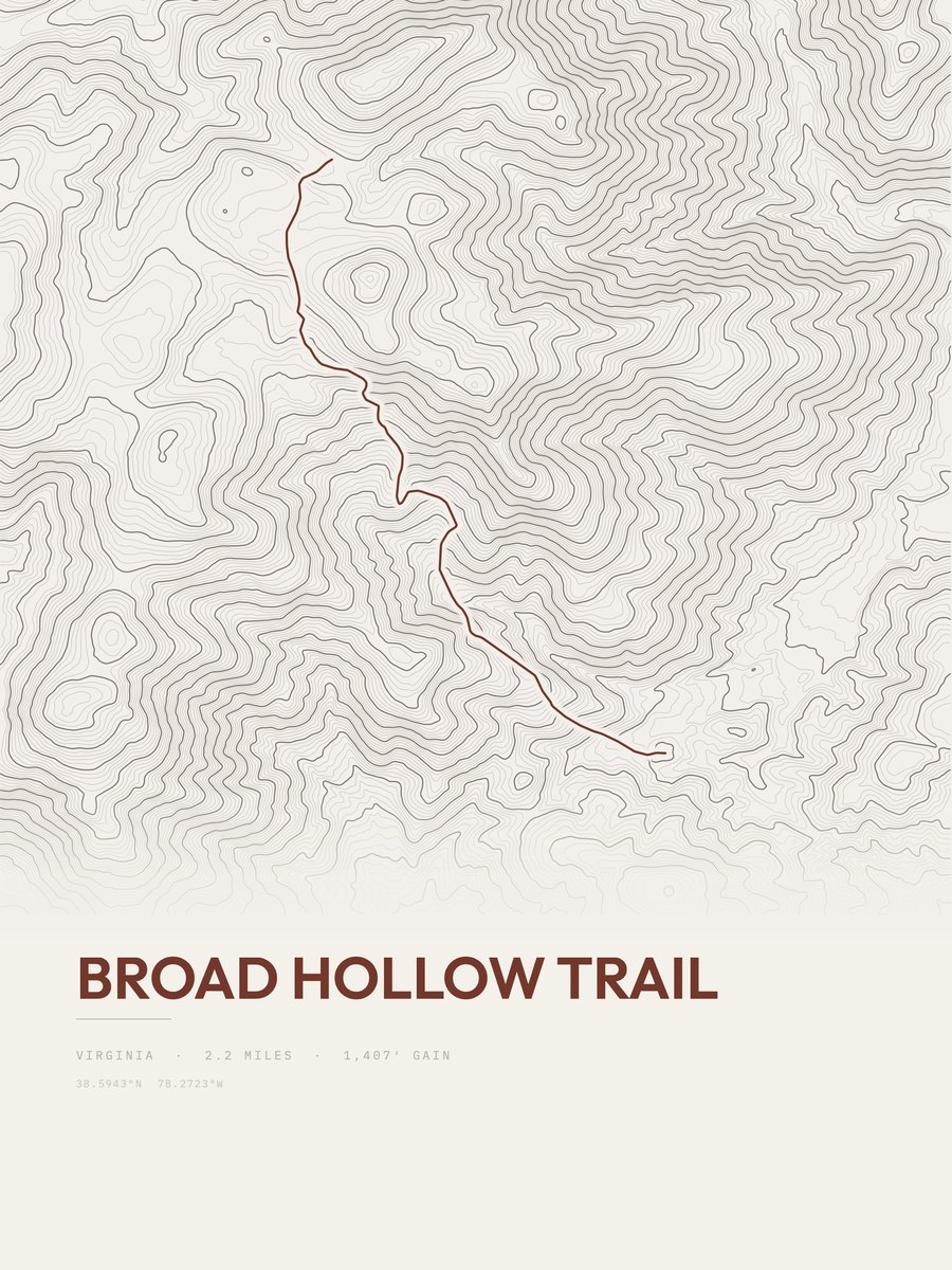 Broad Hollow Trail Topographic print