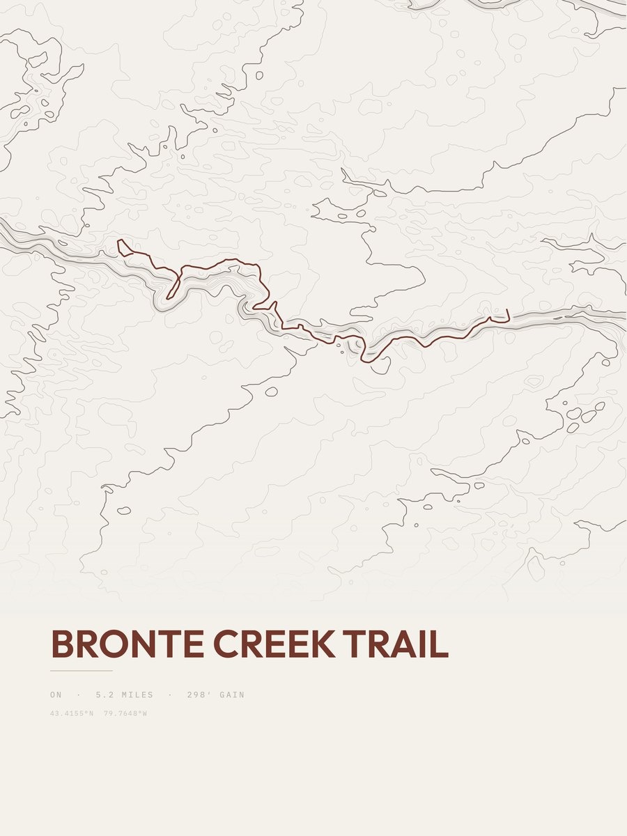 Bronte Creek Trail topographic trail print