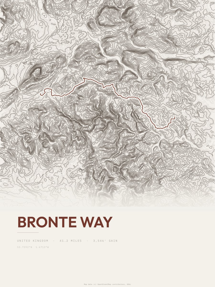 Bronte Way Topographic print