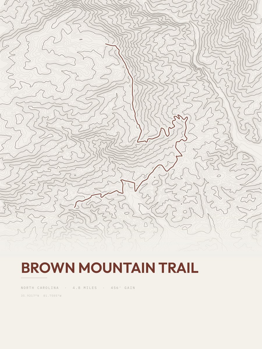 Brown Mountain Trail Topographic print