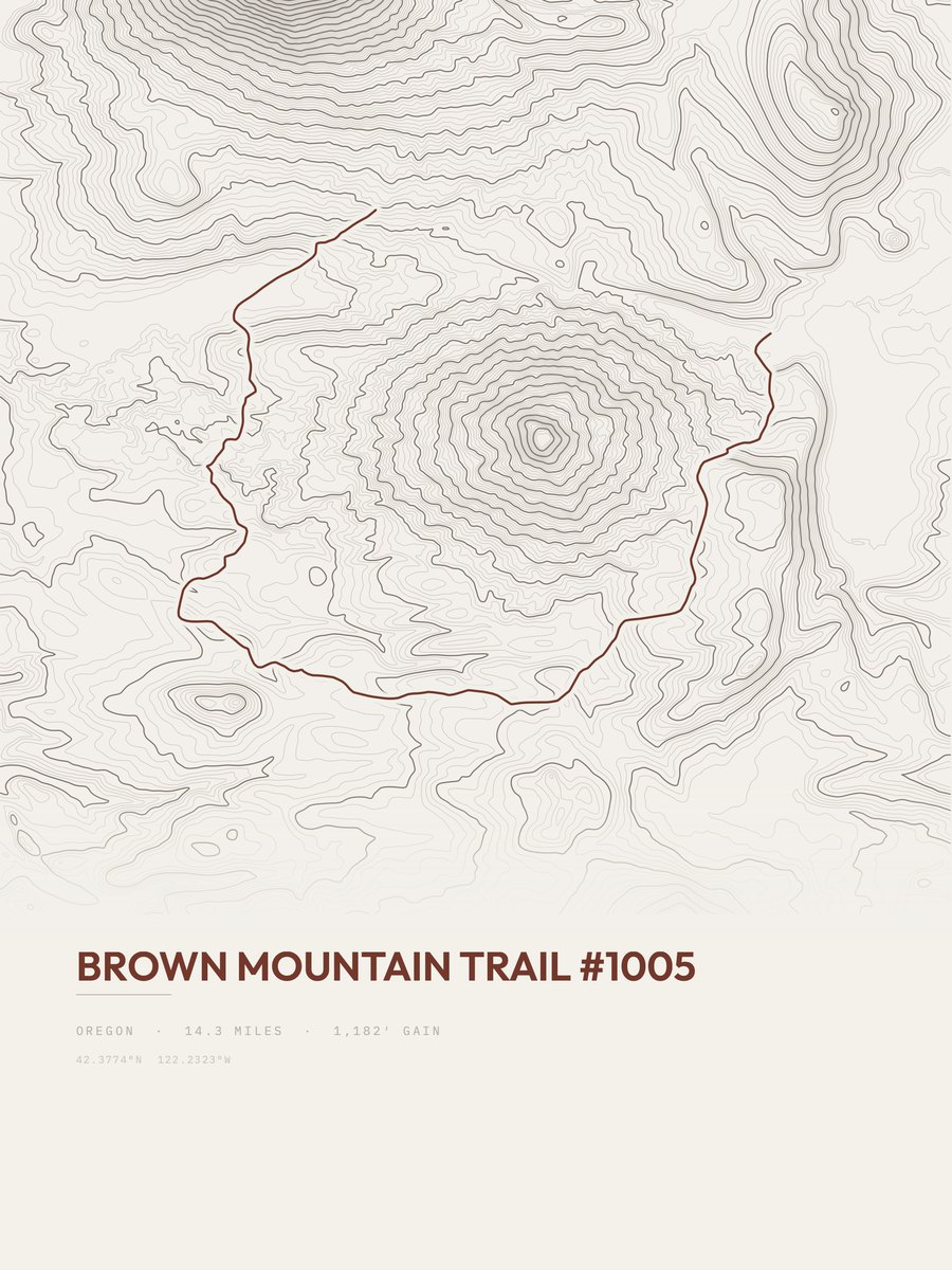 Brown Mountain Trail Topographic print