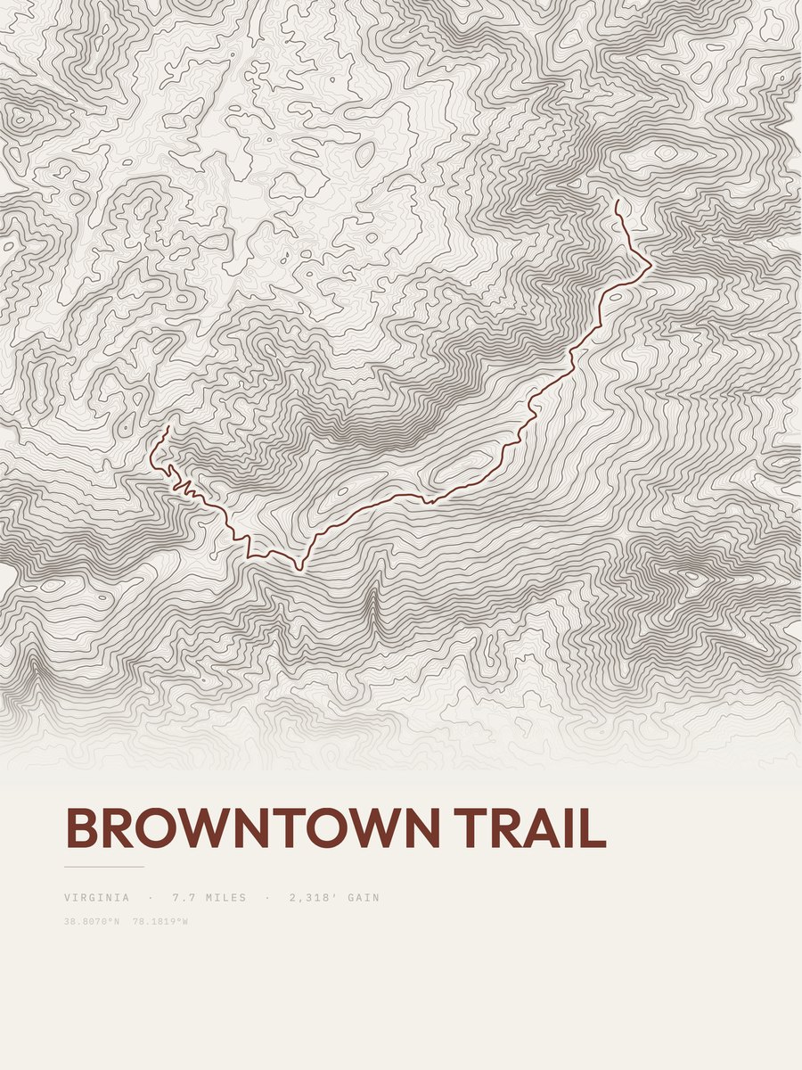 Browntown Trail Topographic print
