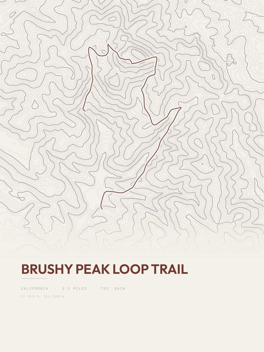Brushy Peak Loop Trail Topographic print